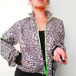 Central Park West Leopard Windbreaker Jacket M